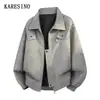 Jaqueta Casaco Masculina Marca Tendência Retro Americana Designer Primavera Outono Solta Casual Versátil Jaqueta Baseball Jaqueta de Couro Casaco