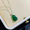 Plata de Ley S925 Seiko Gama Alta Nuevo Chinoiserie Esmeralda Calcedonia Calabaza Collar Actriz Lujo Accesible Colgante Cadena para la Clavícula