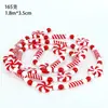 Cadena de cuentas roja y blanca, colgante de cadena de cuentas para regalo de Navidad con cascabeles y copos de nieve, cadena de cuentas conectada para decoración de dulces navideños, en stock del fabricante