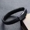 Temu Transfronterizo Popular Más Vendido Pulsera de Cuero PU para Hombre Pulsera Retro Hecha a Mano con Hebilla Magnética Pulsera de Cuero Negro