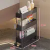 Prateleira de armazenamento para vãos de banheiro com rodas, carrinho móvel tipo gaveta, prateleira de armazenamento multicamadas, organizador de prateleira para banheiro