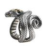 Anillo de Serpiente para Hombre Moderno Retro Agresivo Chapado 925 Anillo Abierto Diseño Nicho Anillo de Serpiente Serpiente del Zodíaco Venta al por Mayor de Fábrica