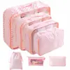 Conjunto de Armazenamento para Viagem Amazon Bolsa de Armazenamento para Viagem Conjunto de Oito Peças Bolsa de Armazenamento para Organização de Roupas de Viagem