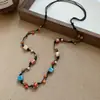 Colar Pingente Estrela em Aço Titânio e Pedra Natural, Corrente de Clavícula Estilo Étnico Retrô, Joias de Alto Padrão Versáteis para Atacado