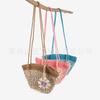 Moda Corea del Sur Bolso Tejido de Paja de un Hombro Popular en Internet Mismo Estilo Bolso Tejido de Flores Bolso de Playa para Vacaciones en la Costa Bolso Versátil para Mujer
