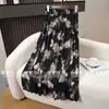 Vestido Midi Delgado con Pliegues de Flores Primavera y Verano Cintura Elástica Falda Longitud de Baile Cuadrado 72cm Falda Solar de Seda de Hielo