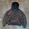 Sudadera con capucha unisex de otoño e invierno, estilo callejero Hip-Hop, moderna, con cremallera de pedrería, artículo de moda, top