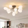 [Transfronterizo] Lámpara Vintage Flor de Magnolia de Gama Media a Alta, Iluminación Completa para Dormitorio, Lámpara de Techo para Sala de Estar Estilo Antiguo con Sensor de Luz