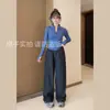 Calça Cargo Wide-Leg Esportiva de Secagem Rápida de Sete Cores de Cintura Alta Emagrecedora Estilo Americano Cool de Alta Qualidade para Mulheres