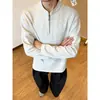 Camiseta holgada, peso pesado estilo nuevo, sudadera con cremallera de manga larga para hombre, ajuste holgado estilo americano media Henley, estilo 2026 old money para hombre