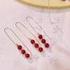 Plata S925 chapada en oro ágata roja del sur gancho para la oreja cuentas aretes simples que combinan con todo aretes largos elegantes para mujer calabaza de azúcar