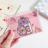 En Stock Linda Cartera para Monedas Láser Femenina Portatarjetas Transparente de PVC Mini Estuche para Tarjetas con Cierre Bolsita de Almacenamiento Pinza para Lonchera Tarjeta