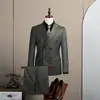 Nuevo conjunto de traje para hombre, tejido casual de negocios de doble botonadura para boda, atuendo formal, atuendo de novio, conjunto de dos piezas