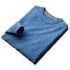 Suéter de Tricô Espesso Simples de Luxo Leve Masculino Outono e Inverno Gola Redonda Quente Jacquard Jovem Manga Longa Camiseta Base