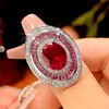 Nuevo Set de Joyería Huabi 2025 Corindón Rojo Simulado Textura de Huevo Piedra Principal 10-12