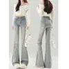 Jeans Acampanados Azules de Cintura Alta para Mujer, Nuevo Estilo Otoño e Invierno 2025, Pantalones Bootcut Elásticos Ajustados a la Moda para Mujer