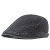 Boné de brim com lavagem jeans masculino boina retrô britânica chapéu frontal desfiado moda feminina chapéu de pintor para circunferência de cabeça grande