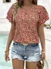 Nueva Camisa de Mujer de Moda Informal para Viajar, con Cuello Redondo Estampada, Transfronteriza Europea y Americana, Sitio Independiente de Amazon Aliexpress