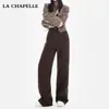 Jeans Marrones de Pierna Ancha Estrecha para Mujer, Tendencia Primavera y Otoño, Nuevo Artículo, Estilo Americano Retro Marrón, Pantalones Rectos de Cintura Alta