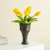 Jarrón Moderno Minimalista de Cerámica Negra con Diseño Único para Decoración en Entrada y Sala de Estar, Adorno para Arreglos Florales