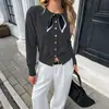 Bai Fen Zhi YiTEMU Transfronterizo 2026 Nuevo Suéter Cardigan de Punto de Cuello Redondo Estilo Coreano Suave con Bufanda de Seda