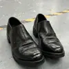 Zapatos de Cuero Negros Hechos a Mano para Hombre, Mocasines Slip-On Cosidos, Zapatos Derby de Punta Fina, Zapatos Wizard Arrugados con Punta Elevada, Modernos