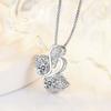 Elegante y lindo collar con colgante de cisne blanco, cadena de clavícula, nuevo y elegante colgante de circonita con incrustaciones de diamantes y danza del cisne doble.