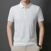 Camisa Polo de Seda de Hielo Sin Costuras de Alta Gama Talla Grande para Hombre Multicolor Tendencia Verano 2025 Marca Polo con Cuello Camisero Manga Corta de Negocios para Hombre