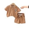 Ropa de verano para niños 2024 Verano nueva camisa polo de solapa para niños manga corta transparente conjunto de dos piezas para bebé Ropa de verano