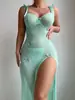 Atacado Transparente Comércio Exterior Sexy Conjunto Bordado em Renda Fenda Alta Pura Luxúria Borboleta Saia Longa Roupa Íntima Sexy Europa e América