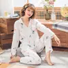 Pijama de Nuevo Estilo para Mujer de Celebridad de Internet, Conjunto de Manga Larga y Pantalón Largo, Ropa de Casa de Imitación de Algodón de Alta Gama, Adecuado para Primavera, Otoño e Invierno, Se Puede Usar Afuera