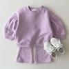 Conjunto de Dos Piezas Sudadera Estilo Coreano Primavera Otoño + Pantalones de Campana para Bebés Niñas Traje Casual Estilo Primavera