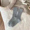 Calcetines de Lana Trenzada para Mujer, Calcetines de Media Caña para Otoño e Invierno, Gruesos, Cálidos y Cómodos, Calcetines de Felpa para Mujer Estilo Japonés, Calcetines Grises para Mujer