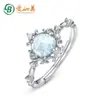 Anillo de Plata de Ley 925 Estilo Japonés y Coreano Lujo Ligero Topacio Azul Cielo Corolla Nuevo Anillo de Flor Vintage Venta al por Mayor