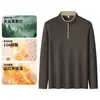 Sudadera con Cuello Alto de Tencel Lyocell para Hombre, Nuevo Estilo Otoño, Media Cremallera, Camiseta Base Versátil Casual de Manga Larga