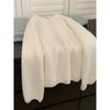 Suéter Blanco de Cuello Redondo de Terciopelo de Mapache para Mujer Otoño e Invierno Holgado Adelgazante Estilo Lazy Top de Punto Base Interior