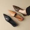 Zapatos de moda estilo coreano, elegantes, con costuras de pelo de caballo, piel de vaca, boca profunda, planos, de una sola capa, punta fina, tacón bajo para commuting, mocasines perezosos, mocasines para mujer