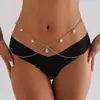 Cadena de cintura de perlas artificiales y pedrería multicapa de moda transfronteriza europea y americana, accesorios de cadena para el cuerpo de chica sexy caliente para bikini femenino