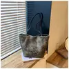 Bolso Tote Estampado Leopardo Retro Otoño Invierno Mujer 2026 Nuevo Estilo Coreano Bolso Cesta de Compras de Mano Gran Capacidad para Viajar Bolso de Hombro Único