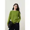 Suéter de Punto Pullover Versátil de Cuello Redondo 100% Lana de Una Sola Pieza Sin Costuras para Mujer Otoño Color Sólido