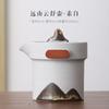 Pintura de Esmalte Montaña Colorida Anti-quemaduras Olla Portátil Cerámica Negra Cerámica Gruesa Juego de Té Kung Fu Oficina Hogar Tetera Olla Individual Juego de Tazas LOGOTIPO