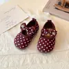 Zapatos Mary Jane de Cuero con Lunares Dulces para Niñas 2026 Nuevo Estilo Primavera/Otoño Suela Suave Zapatos de Princesa con Lazo Planos Versátiles