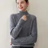 Oferta Especial~ Suéter de Cashmere Espesso com Gola Alta Meia-Boca e Padrão de Diamante para Mulheres, Caimento Solto, Cor Sólida, Suéter Base de Cashmere para Outono e Inverno