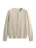 Nueva Chaqueta Cardigan de Punto Trenzado de Cuello Redondo y Manga Larga Vintage Otoño e Invierno de la Fábrica de Suéteres Fuente Dalang para Mujer