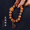 Pulsera de cuerda tejida a mano de estilo étnico artístico de moda nacional hecha a mano, con cuentas de Bodhi de diamante de colores de la suerte y una linda pulsera de mascota linda