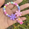Pulseiras Infantis Fofas com Contas Acrílicas Coloridas, Contas de Pérola de Plástico, Contas Coloridas, Pulseiras com Pingentes de Desenho Animado para Meninas