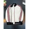 Chaqueta de Vuelo Rayada con Cuello Alto Azul Hielo para Hombre Color Otoño Bloque de Color Chaqueta de Béisbol Outerwear Corte Limpio