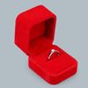 Joyero flocado de alta calidad, venta al por mayor, caja de regalo de franela azul y roja, caja de embalaje para collar y anillo