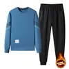 Traje deportivo para hombre forrado de polar, traje deportivo de terciopelo dorado, traje juvenil de lana de cordero, sudadera forrada de polar, traje de pantalones de sudor