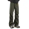 Pantalones Casuales Americanos de Moda con Múltiples Bolsillos para Hombres y Mujeres Marca de Tendencia High Street Pantalones de Pierna Recta Ancha Sueltos con Pliegues